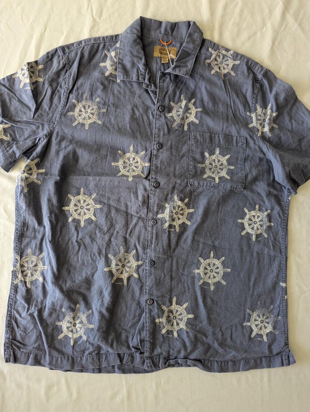 Ships Wheel Button Up Block Printed Shirt